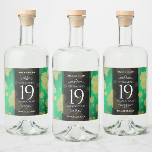 Elegant 19th Jade Wedding Anniversary Celebration Liquor Bottle Label