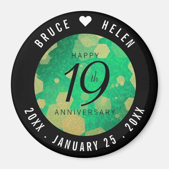 Elegant 19th Jade Wedding Anniversary Celebration Magnet (Front)