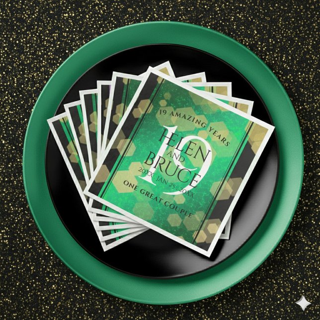 Elegant 19th Jade Wedding Anniversary Celebration Paper Dinner Napkins (Elegant 19th Jade Wedding Anniversary Napkins Cover Photo)