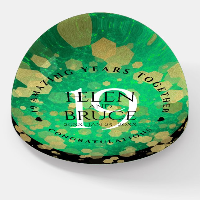 Elegant 19th Jade Wedding Anniversary Celebration Paperweight (Angled)