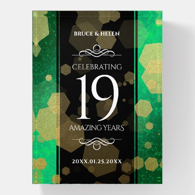 Elegant 19th Jade Wedding Anniversary Celebration Paperweight (Vertical)