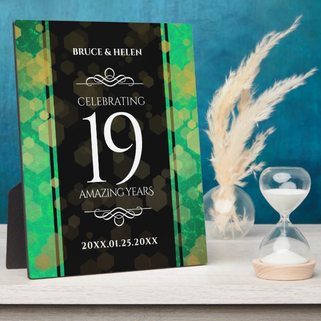 Elegant 19th Jade Wedding Anniversary Celebration Plaque (Side)