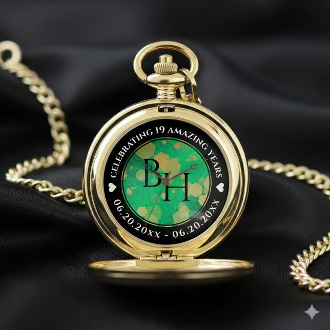 Elegant 19th Jade Wedding Anniversary Celebration Pocket Watch (Elegant 19th Jade Wedding Anniversary Pocket Watch Cover Photo)