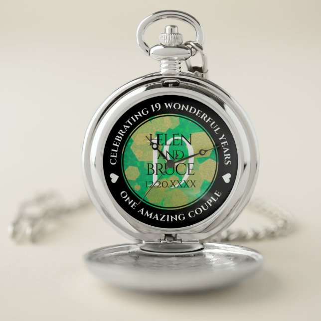 Elegant 19th Jade Wedding Anniversary Celebration Pocket Watch (Inside)