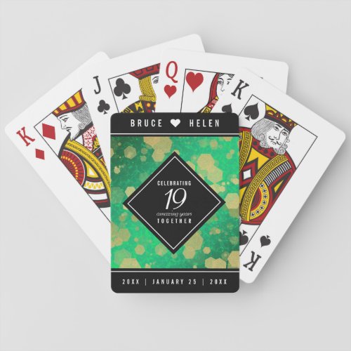 Elegant 19th Jade Wedding Anniversary Celebration Poker Cards