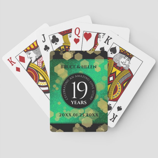 Elegant 19th Jade Wedding Anniversary Celebration Poker Cards (Back)