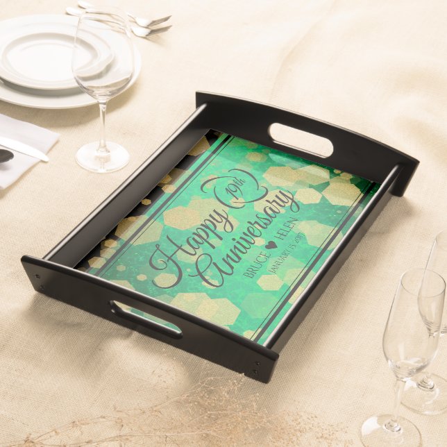 Elegant 19th Jade Wedding Anniversary Celebration Serving Tray (Front)