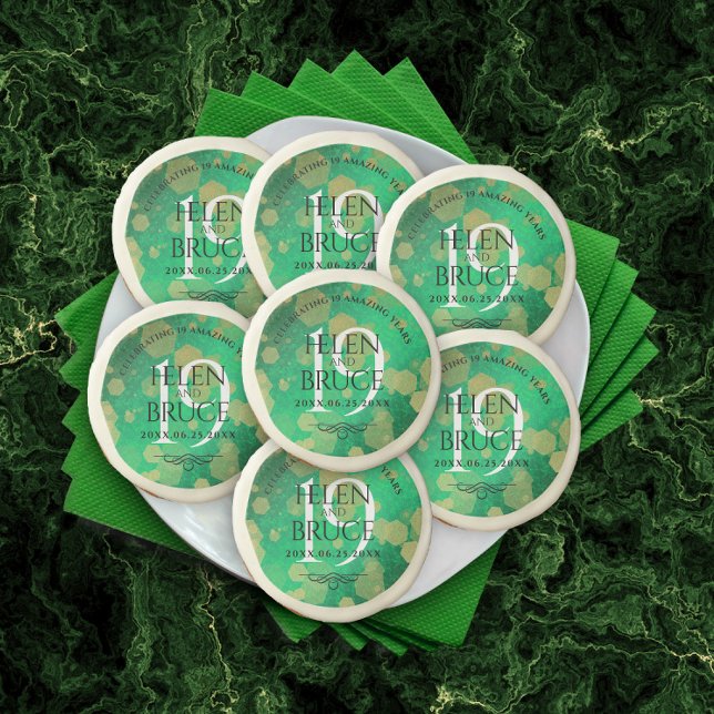 Elegant 19th Jade Wedding Anniversary Celebration Sugar Cookie (Creator Uploaded)