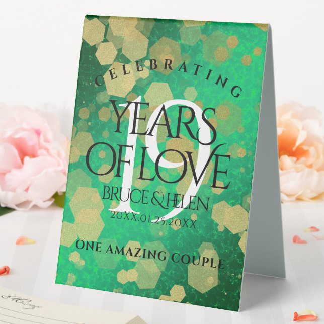 Elegant 19th Jade Wedding Anniversary Celebration Table Tent (In SItu (Wedding))