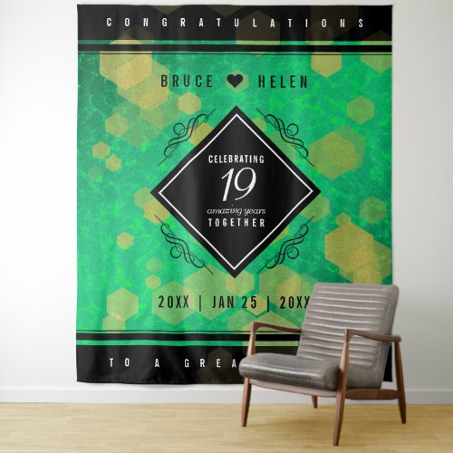 Elegant 19th Jade Wedding Anniversary Celebration Tapestry