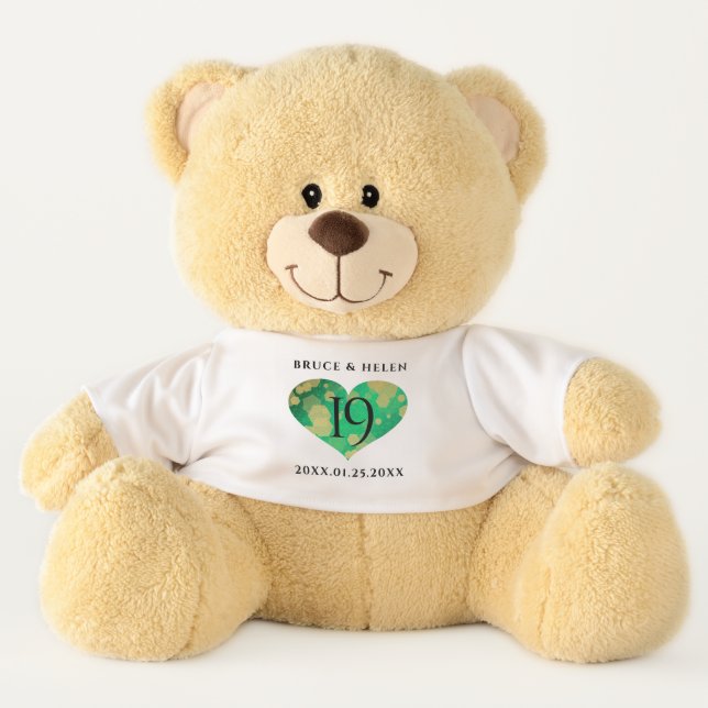 Elegant 19th Jade Wedding Anniversary Celebration Teddy Bear (Front)