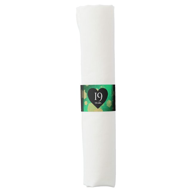 Elegant 19th Jade Wedding Anniversary Monogram Napkin Bands (Front)