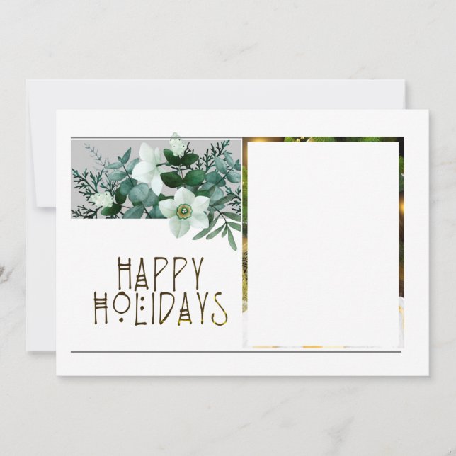 Elegant 1 Photo HAPPY HOLIDAYS Christmas  (Front)