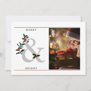 Elegant 1 Photo Merry & Bright Christmas