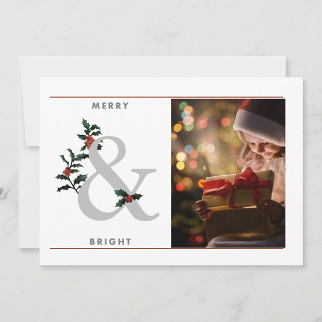 Elegant 1 Photo Merry & Bright Christmas  (Front)