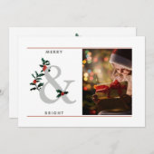 Elegant 1 Photo Merry & Bright Christmas  Holiday Card (Front/Back)