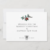Elegant 1 Photo Merry & Bright Christmas  Holiday Card (Back)