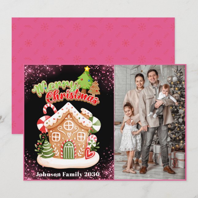 Elegant 1 Photo Modern Merry Christmas Dear Santa  Holiday Card (Front/Back)