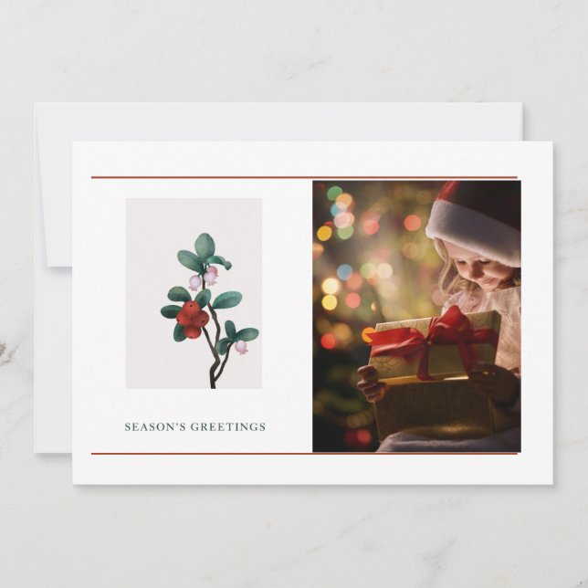 Elegant 1 Photo Season's Greetings Christmas  (Front)