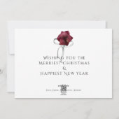 Elegant 1 Photo with Amaryllis Flower,  Christmas Holiday Card (Back)
