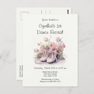 Elegant 1st Ballet Dance Recital Invitation Postcard