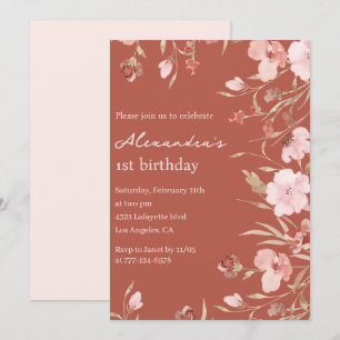 Elegant 1st birthday invitations Floral Chic 