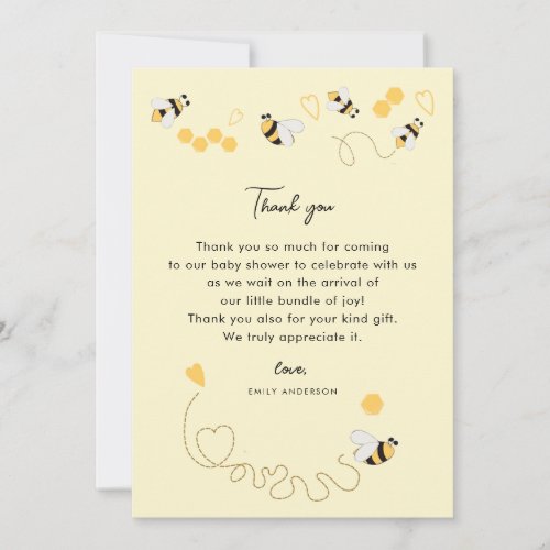 Elegant 1st Bumble Bee Day Birthday Honey Thank You Card