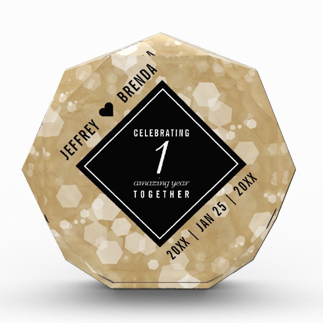 Elegant 1st Paper Wedding Anniversary Acrylic Award (Front)