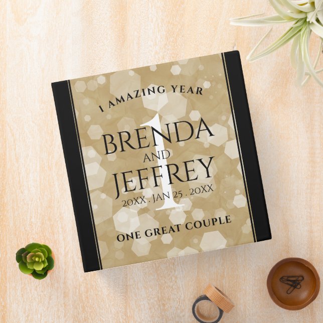 Elegant 1st Paper Wedding Anniversary Celebration 3 Ring Binder (In Situ)