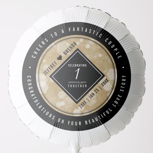 Elegant 1st Paper Wedding Anniversary Celebration Balloon (Front)