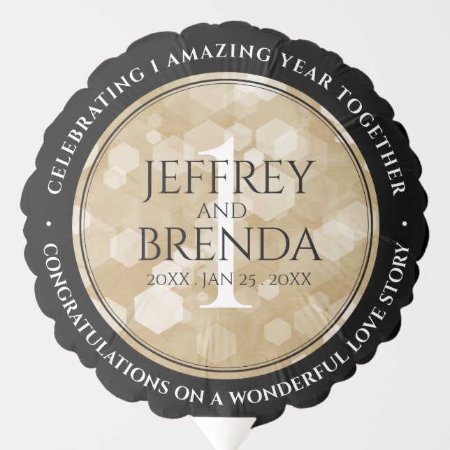 Elegant 1st Paper Wedding Anniversary Celebration Balloon (Front)