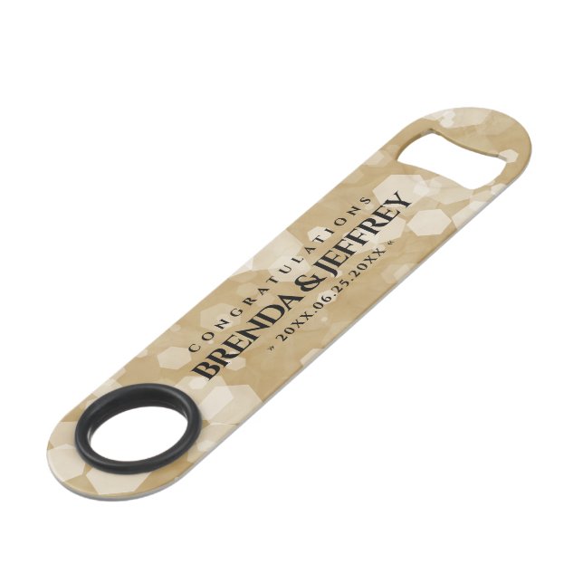 Elegant 1st Paper Wedding Anniversary Celebration Bar Key (Front Angled)