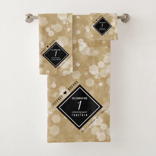 Elegant 1st Paper Wedding Anniversary Celebration Bath Towel Set