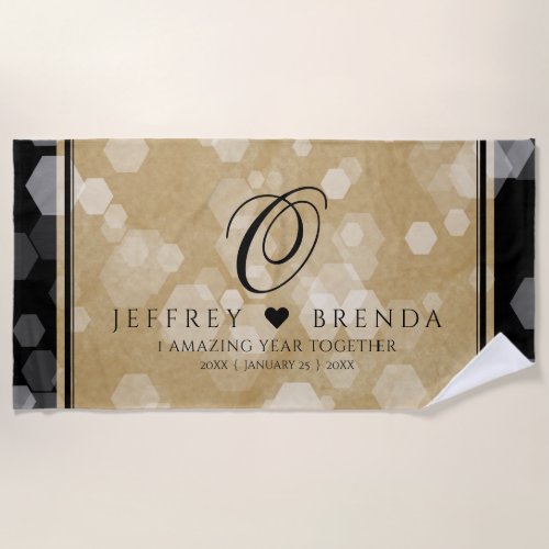 Elegant 1st Paper Wedding Anniversary Celebration Beach Towel