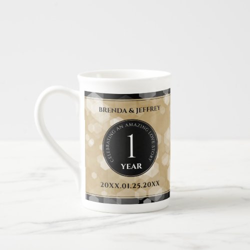 Elegant 1st Paper Wedding Anniversary Celebration Bone China Mug