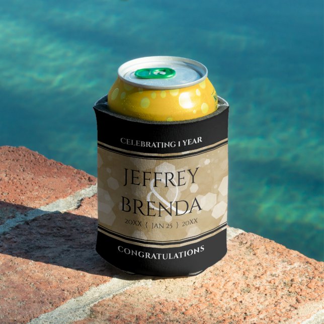 Elegant 1st Paper Wedding Anniversary Celebration Can Cooler (In Situ Pool)