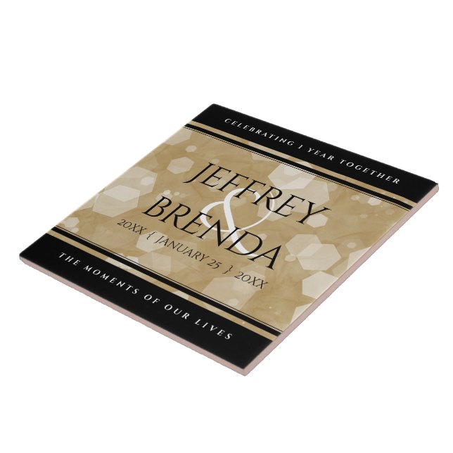 Elegant 1st Paper Wedding Anniversary Celebration Ceramic Tile (Side)