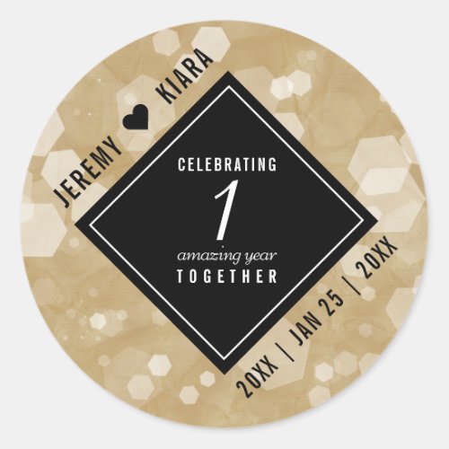 Elegant 1st Paper Wedding Anniversary Celebration Classic Round Sticker