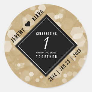 Elegant 1st Paper Wedding Anniversary Celebration Classic Round Sticker