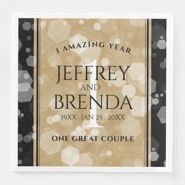 Elegant 1st Paper Wedding Anniversary Celebration Dinner Napkins (Front)