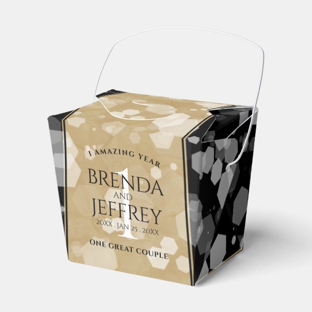 Elegant 1st Paper Wedding Anniversary Celebration Favor Boxes (Front Side)