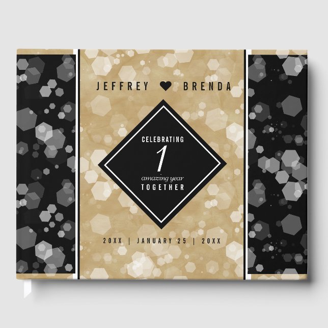 Elegant 1st Paper Wedding Anniversary Celebration Guest Book (Front)