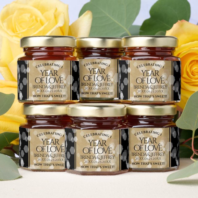 Elegant 1st Paper Wedding Anniversary Celebration Honey Jar Favors (Insitu)