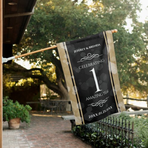 Elegant 1st Paper Wedding Anniversary Celebration House Flag