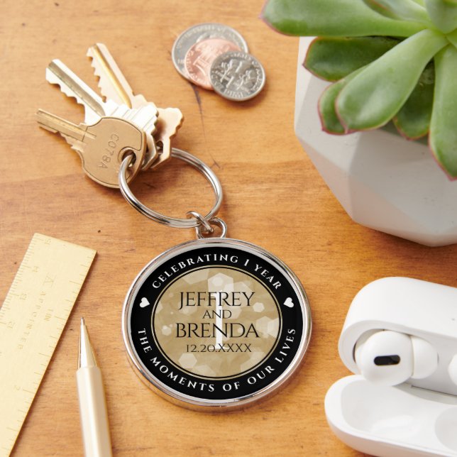 Elegant 1st Paper Wedding Anniversary Celebration Keychain (Desk)