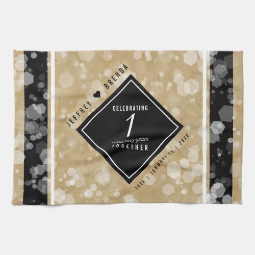 Elegant 1st Paper Wedding Anniversary Celebration Kitchen Towel