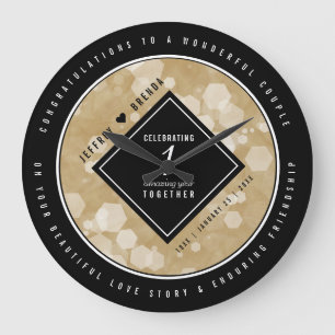 Elegant 1st Paper Wedding Anniversary Celebration Large Clock