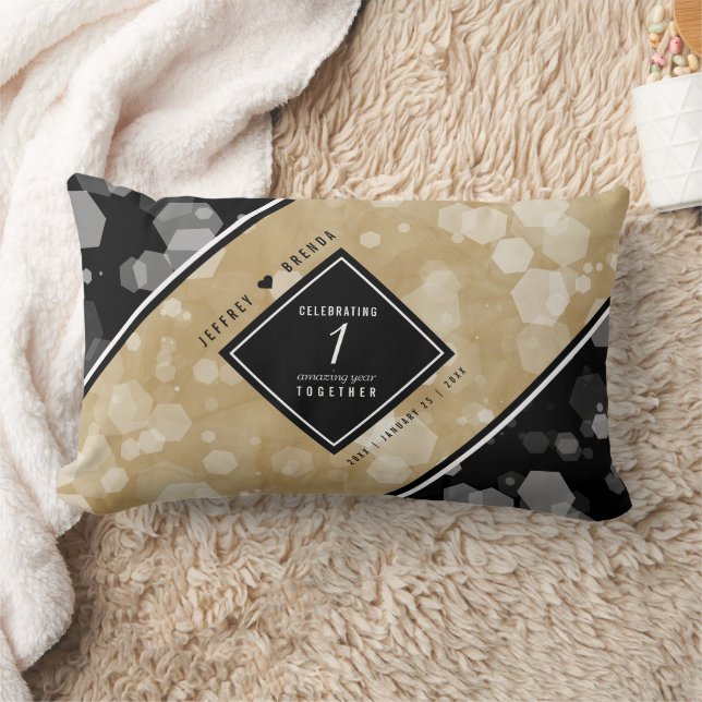 Elegant 1st Paper Wedding Anniversary Celebration Lumbar Pillow (Blanket)