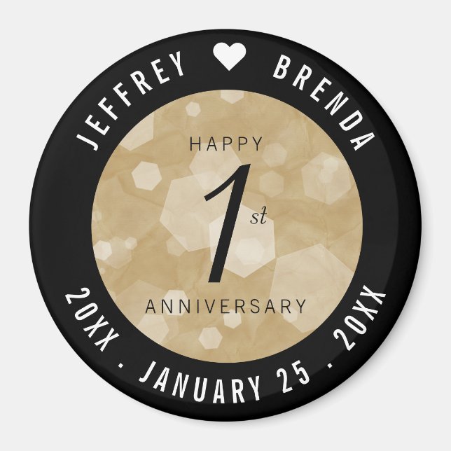 Elegant 1st Paper Wedding Anniversary Celebration Magnet (Front)