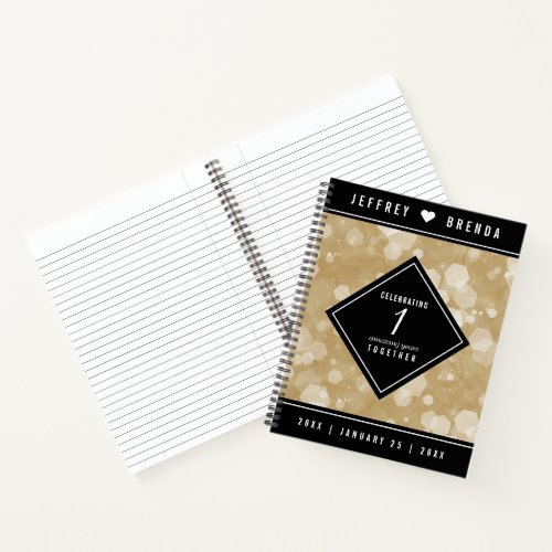 Elegant 1st Paper Wedding Anniversary Celebration Notebook